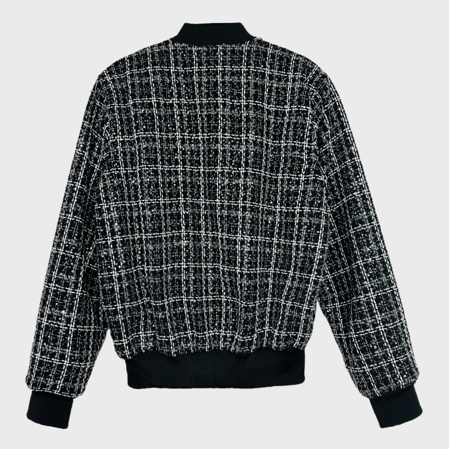 Bomber Jacket Tweed Negro