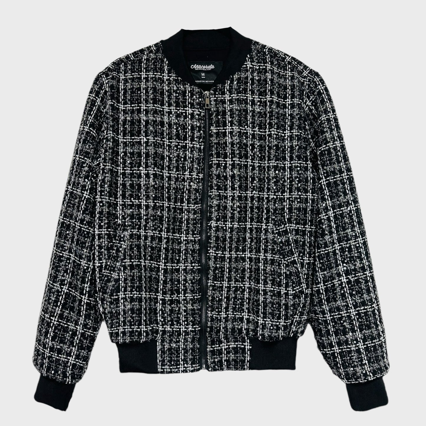Bomber Jacket Tweed Negro