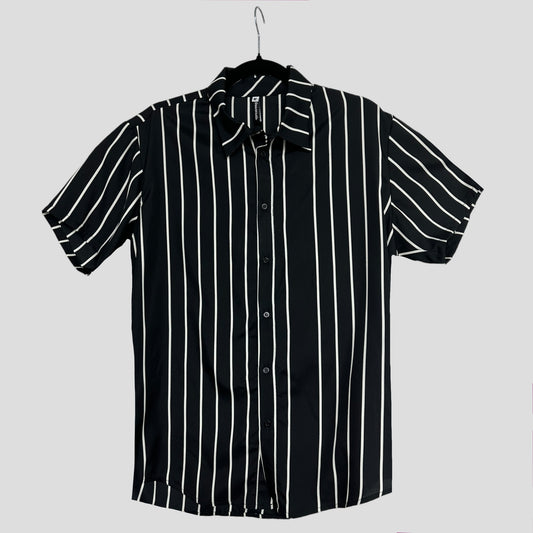 Camisa Franjas Blanco Negro