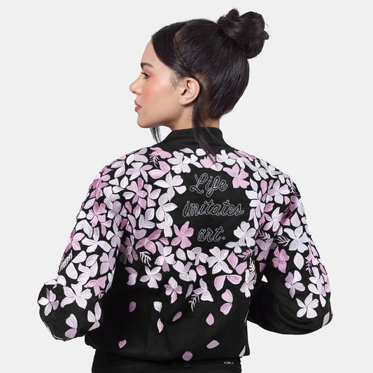 Bomber Jacket Cherry Blossom Bordada