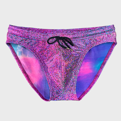 Traje de baño metalizado fuccia.