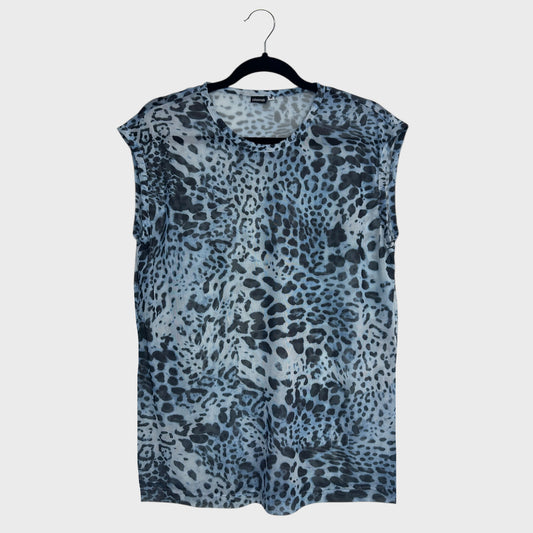 Tee mesh LEOPARDO AZUL con mangas